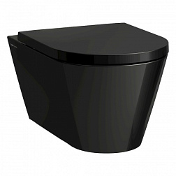 Подвесной унитаз Kartell by laufen 37х54,5 см, черный глянцевый, безободковый, без сиденья 8.2033.7.020.000.1 Laufen